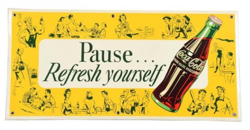 1950's Tin Over Cardboard Coca - Cola Advertising Sign