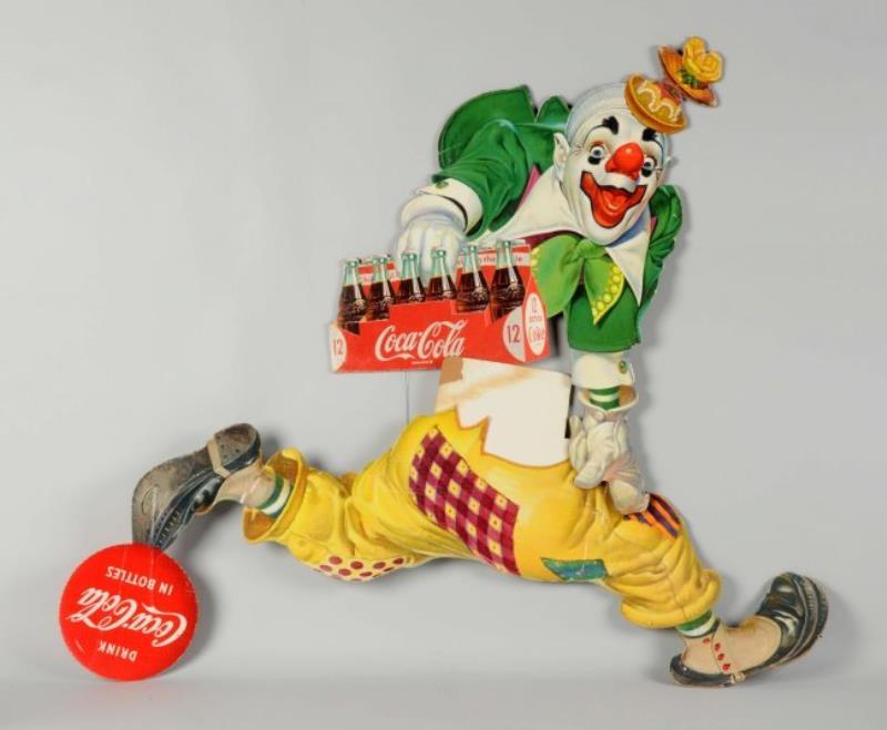 Large Coca-Cola Diecut Cardboard Clown Sign