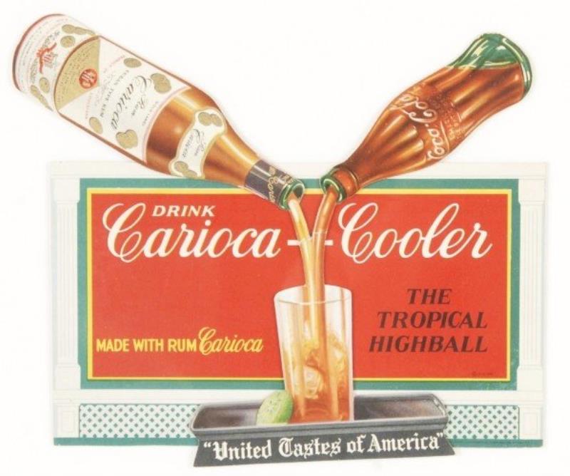 Cardboard Carioca-Cooler Coca-Cola Die-Cut Sign.