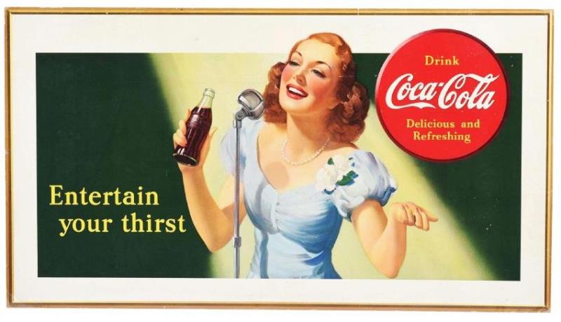 1941 Cardboard Coca-Cola Advertising Sign.