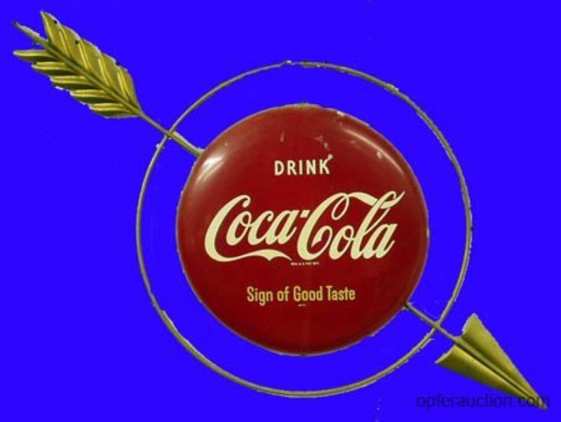 COCA-COLA METAL ARROW SIGN-
