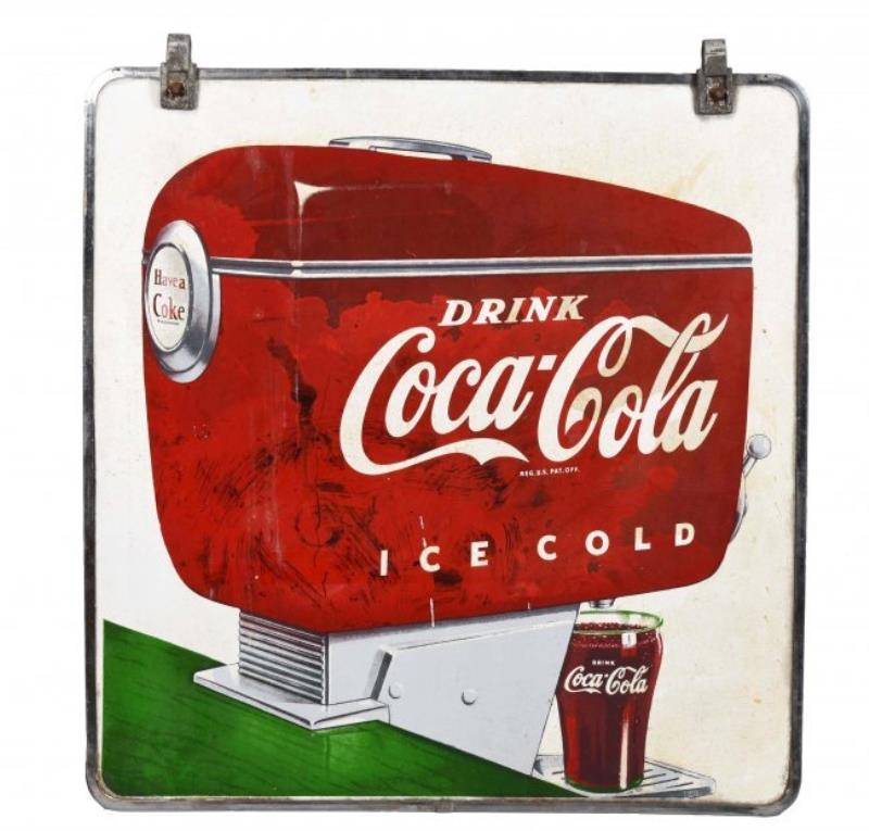 Coca - Cola Dispenser Double Sided Porcelain Sign