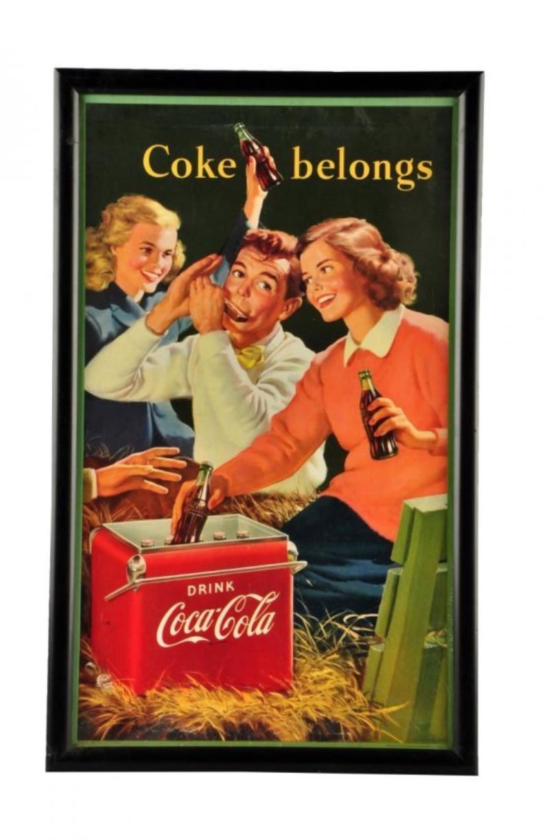 1950 Coca - Cola Small Cardboard Poster