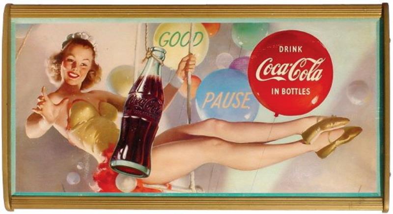Coca-Cola cdbd. sign in original gold wood frame,