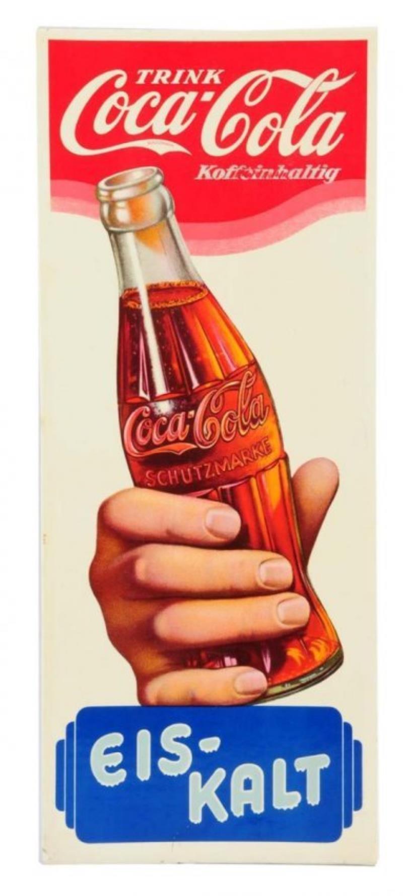 Rare 1930's Coca - Cola German Bottle Sign.