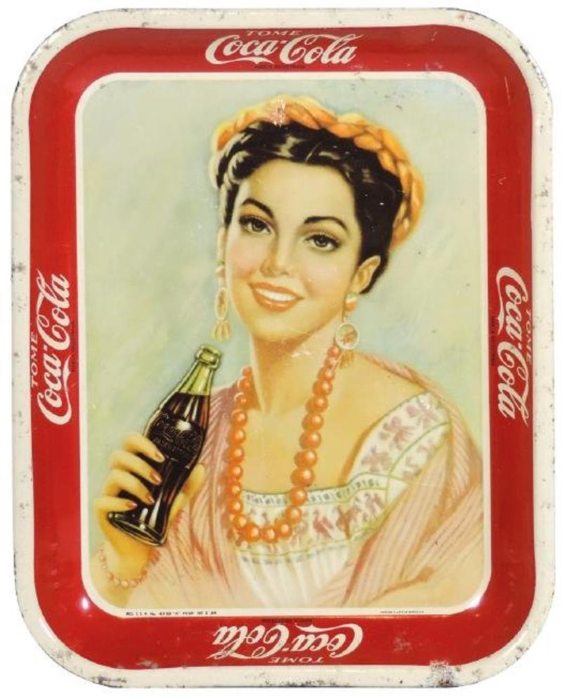 Coca-Cola Mexican serving tray, 1940's Rare, litho on