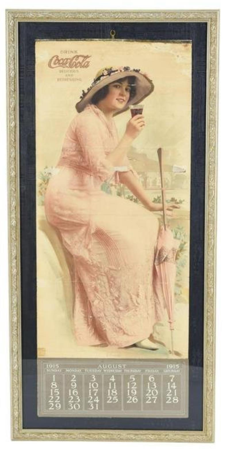 1915 Coca-Cola Calendar Elain Seated Drinking a Coke