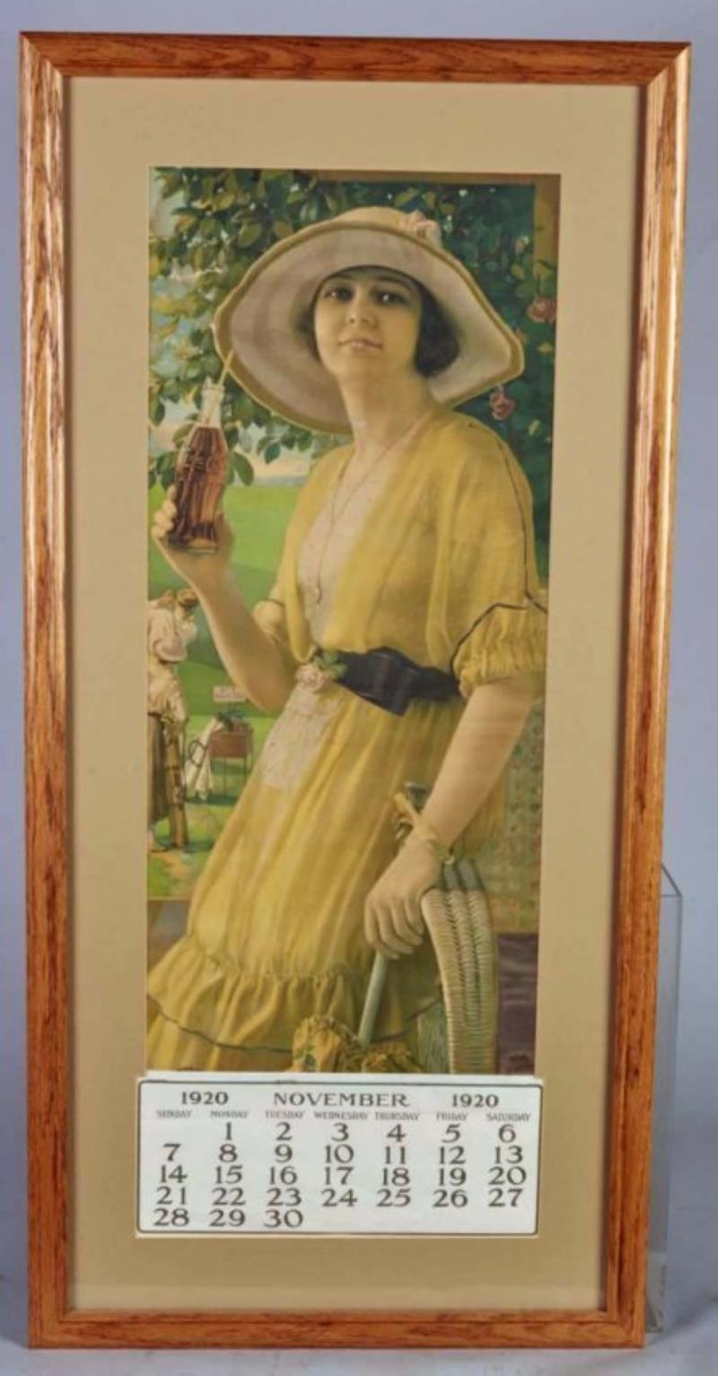 Coca Cola 1920 Advertising Calendar In Frame