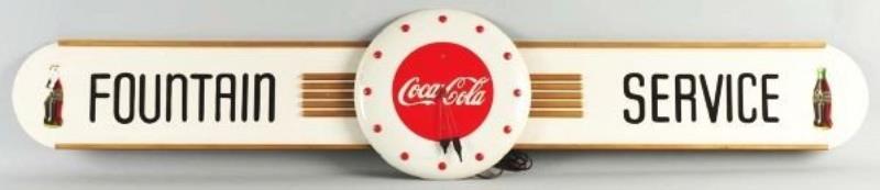 Coca-Cola Fountain Service Clock & Sign