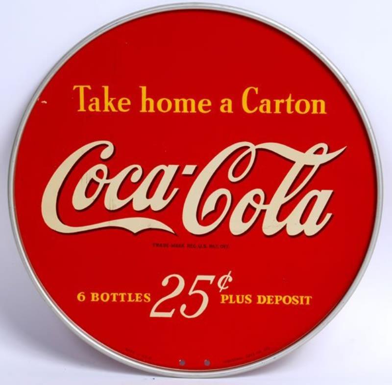 CIRCA 1940 COCA-COLA TWO SIDED RACK SIGN