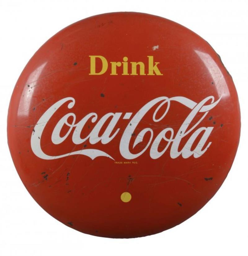 Large Porcelain Coca Cola Button Sign