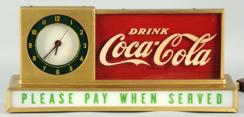 1950's Coca-Cola Lighted Counter Clock/Sign.