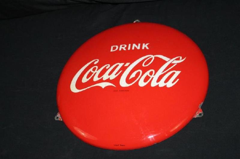 EUROPEAN PORCELAIN COCA COLA BUTTON SIGN