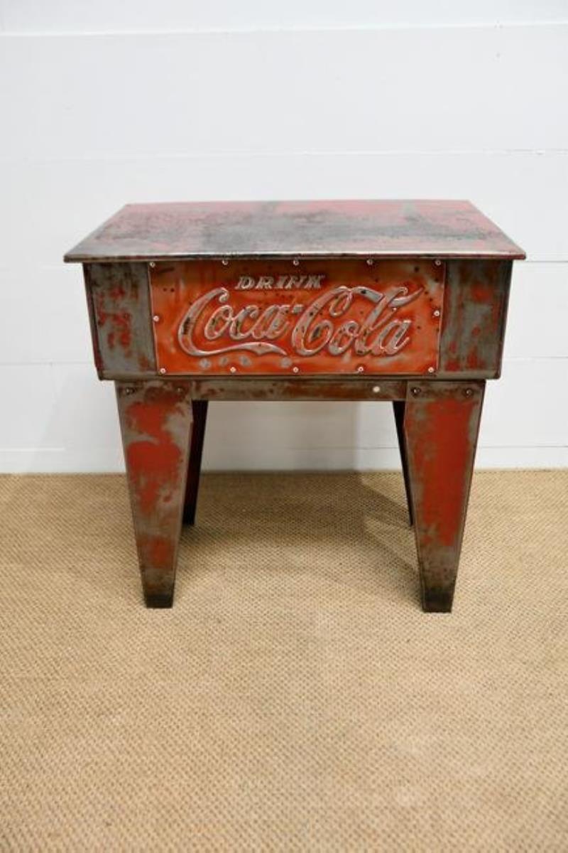 Industrial Metal Bin Advertising Coca - Cola 34"H,