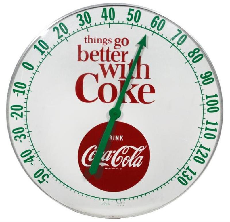 Coca-Cola Thermometer, "Things go better with Coke,