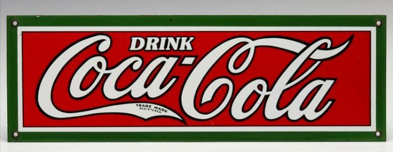 A 1930s COCA-COLA PORCELAIN ENAMEL ADVERTISING SIGN