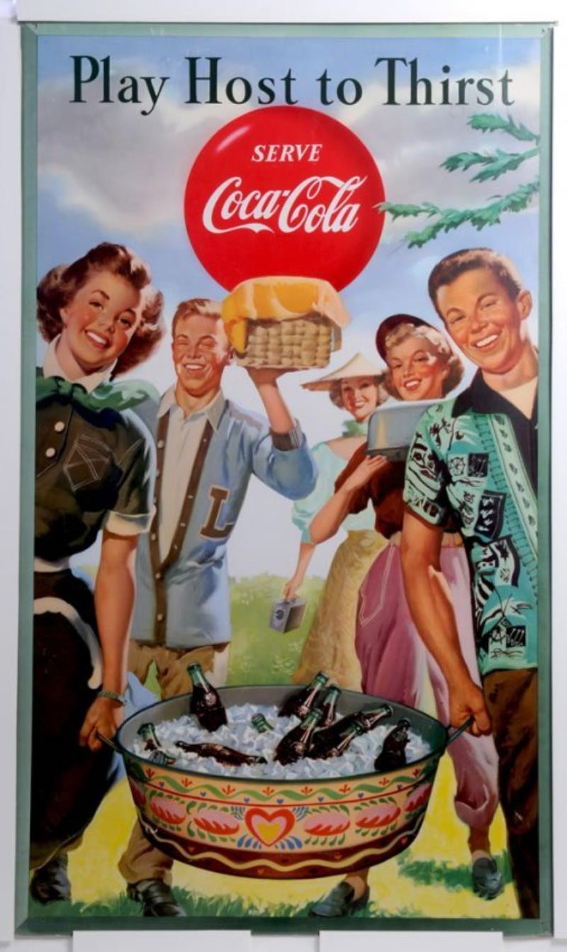 1953 COCA-COLA LARGE VERTICAL CARDBOARD POSTER