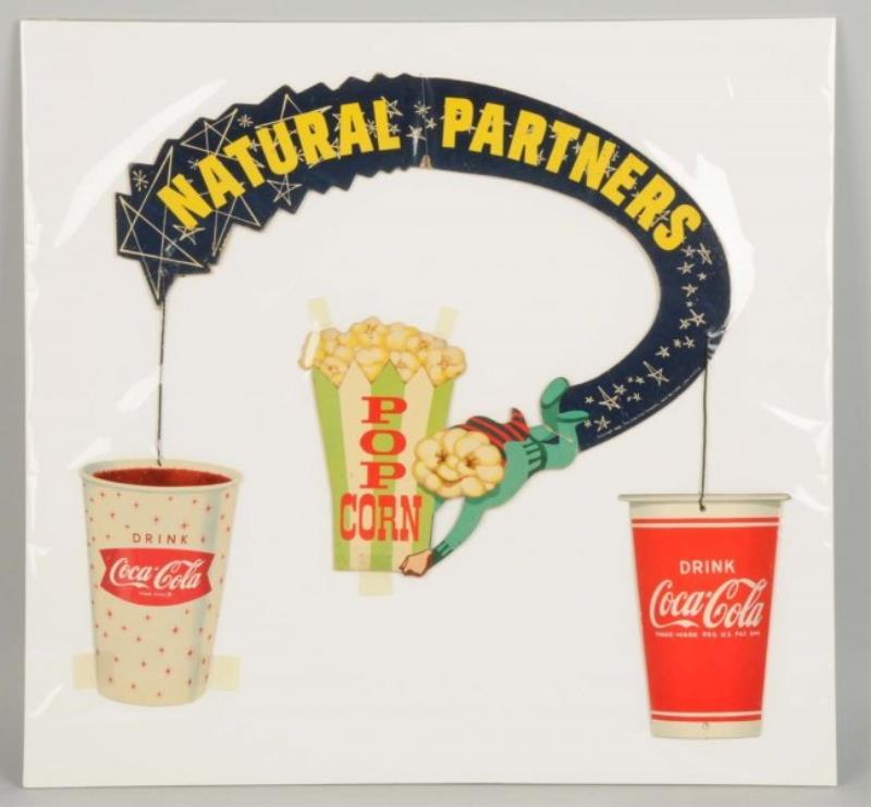 1960 Coca - Cola Hanging Cardboard Sign.