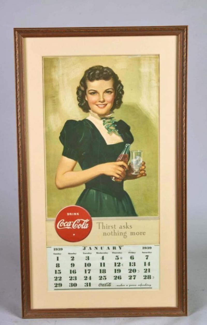 Coca Cola 1939 Advertising Calendar In Frame