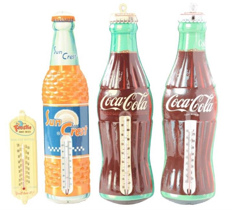 Coca-Cola, Sun Crest, Frostie Thermometers.