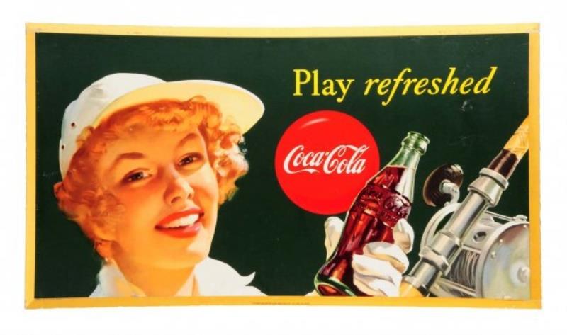1950 Coca - Cola Fishing Girl Poster.