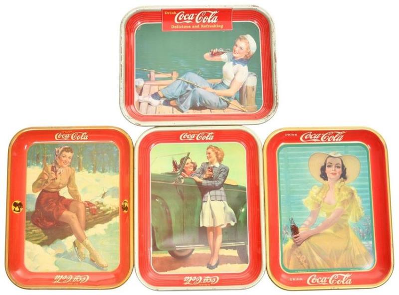 1938, 1940, 1941 & 1942 Coca-Cola Serving Trays