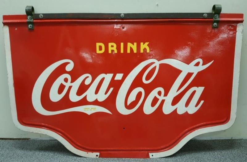 1930's Porcelain 2 sided Coca Cola Sign with Bracket
