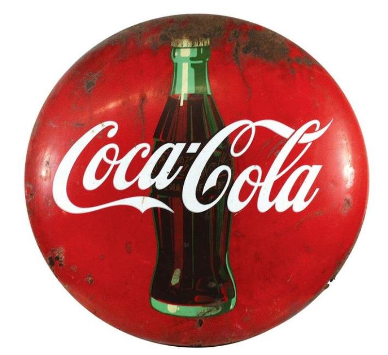 Coca-Cola Advertising Button w/Bottle, 1950