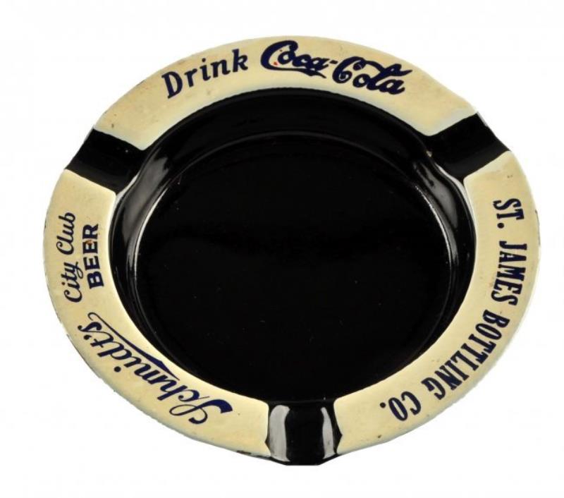 1930's - 40's Coca - Cola Heavy Tin Ashtray