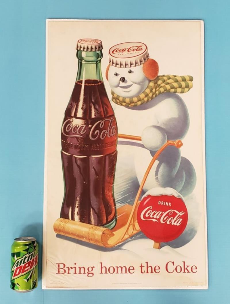 1957 Coca Cola Cardboard Sign Bring Home The Coke