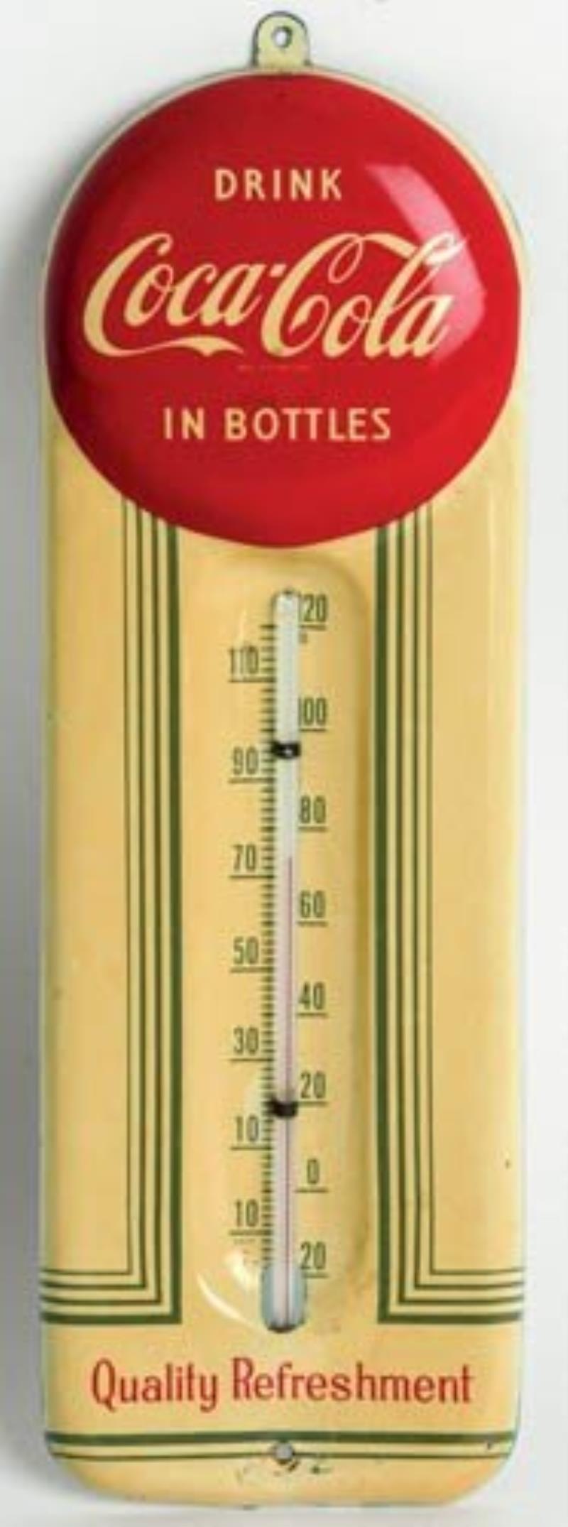 1950's Coca-Cola tin litho thermometer