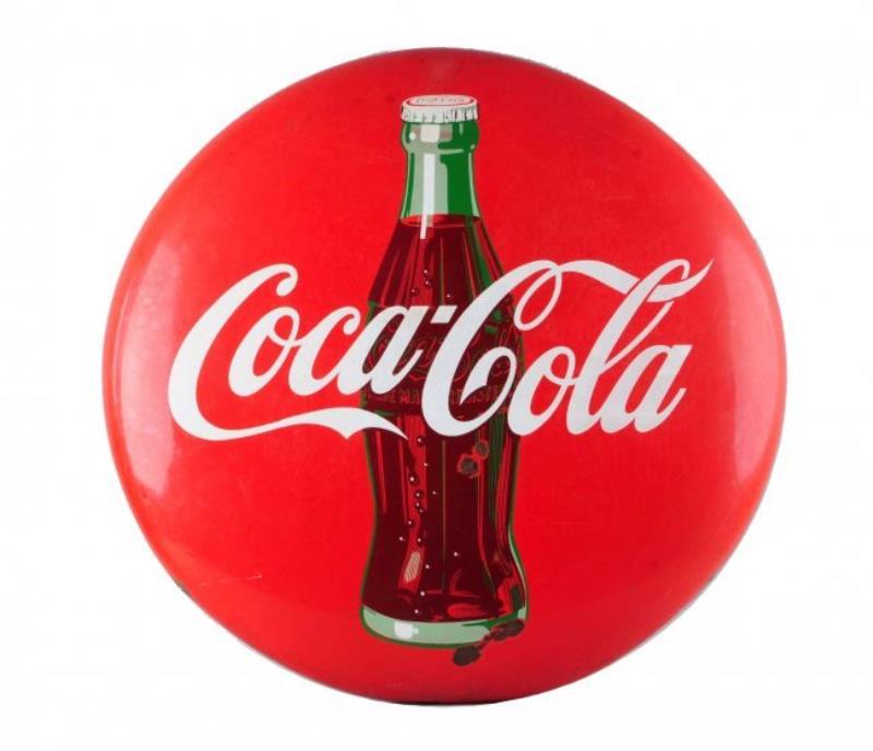 1950's Coca - Cola Porcelain Button Sign.