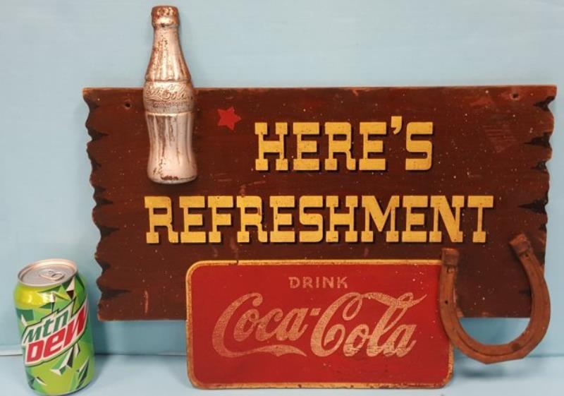 Kay Displays Coca Cola Here's Refreshment Sign