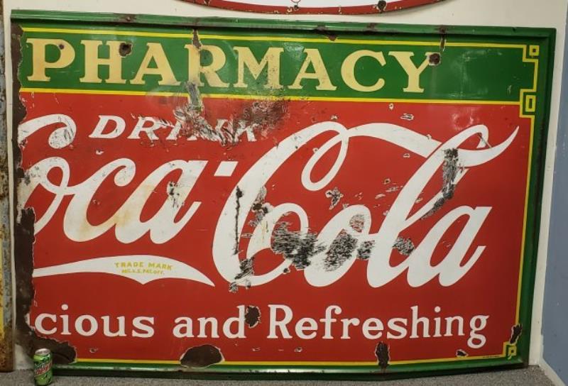 1930's Porcelain Coca Cola Pharmacy Sign