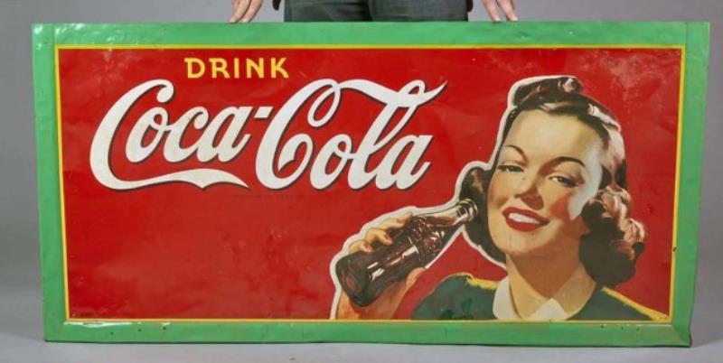 Large Drink Coca Cola 3/4 Self-Framed Tin Sign