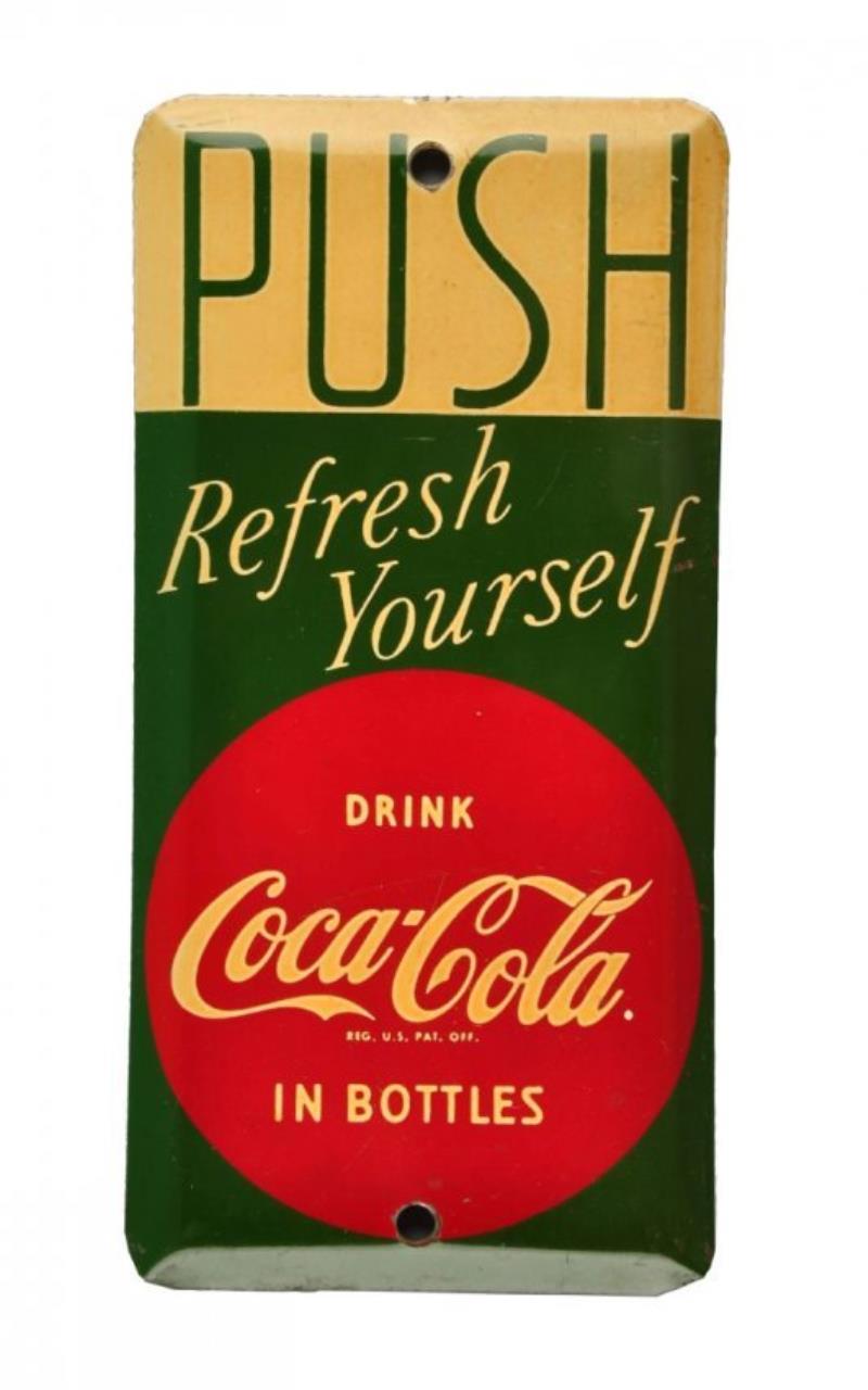 1950's Coca - Cola Tin Push Plate