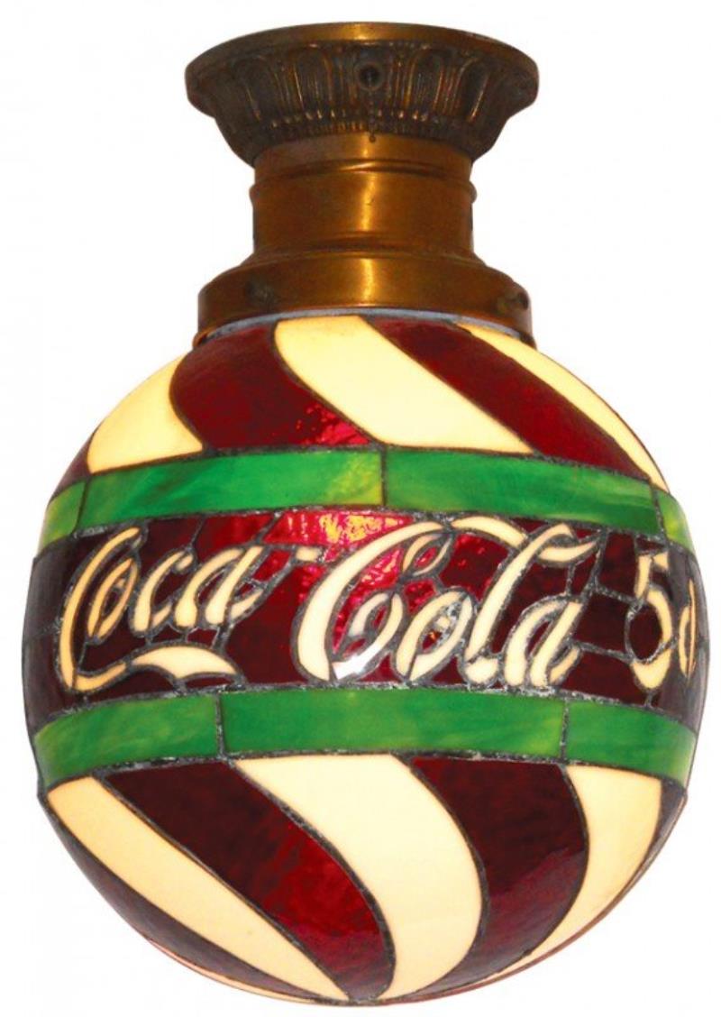 Coca-Cola leaded glass ceiling fixture, colorful r