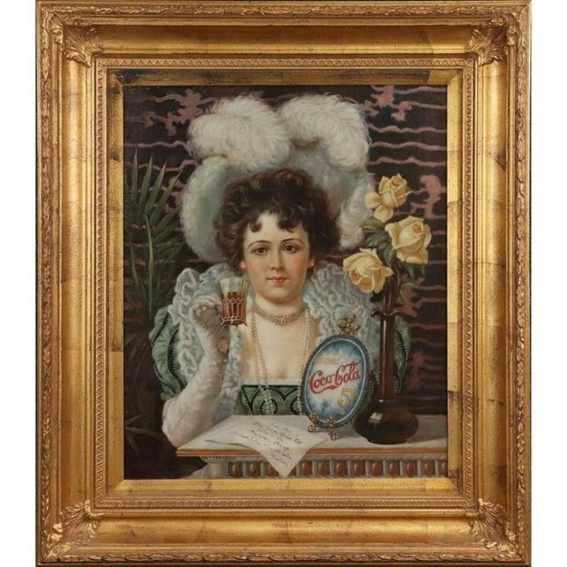P Morris, 20th C. Oil/c Coca Cola 5 Cent Advertising