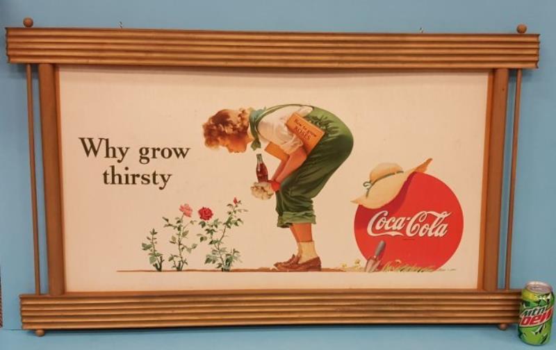 1945 Coca Cola Cardboard Sign "Why grow thirsty"