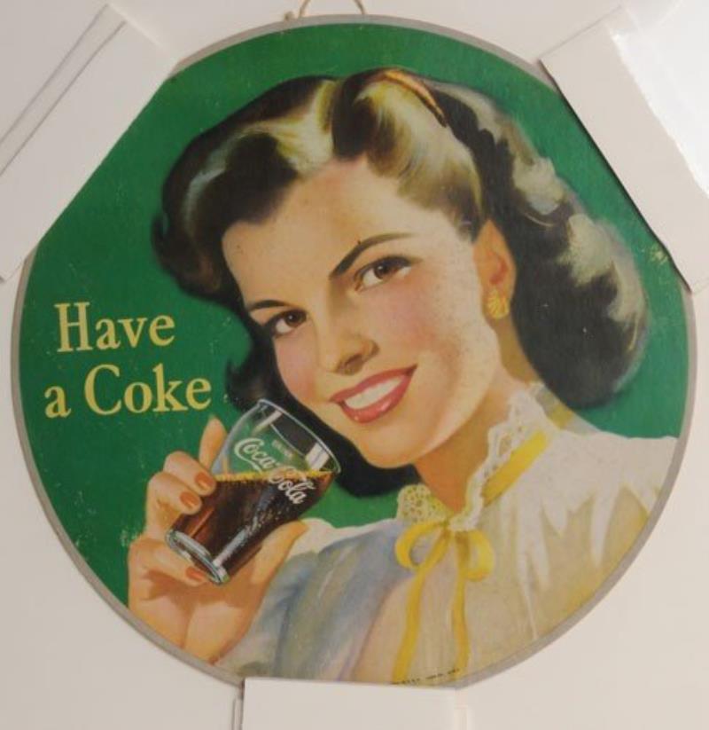 1940'S COCA-COLA CARDBOARD SIGN