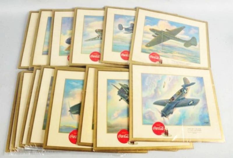 Set of 14 1940s Coca-Cola War Airplane Cards.