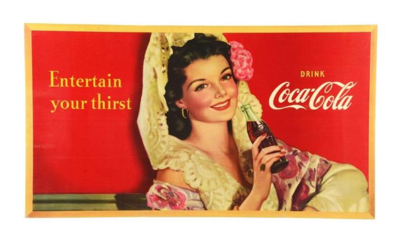 1951 Coca-Cola Entertain Your Thirst Cardboard Poster