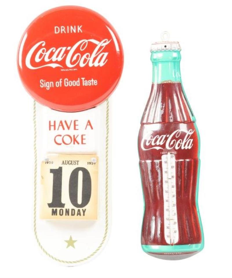 Coca-Cola Calendar And Thermometer.