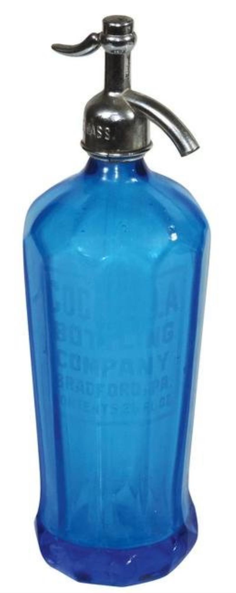 Coca-Cola Seltzer Bottle, sapphire blue paneled glass