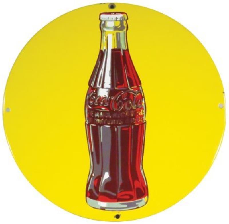1930's Coca Cola Heavy Enamel Bottle Sign