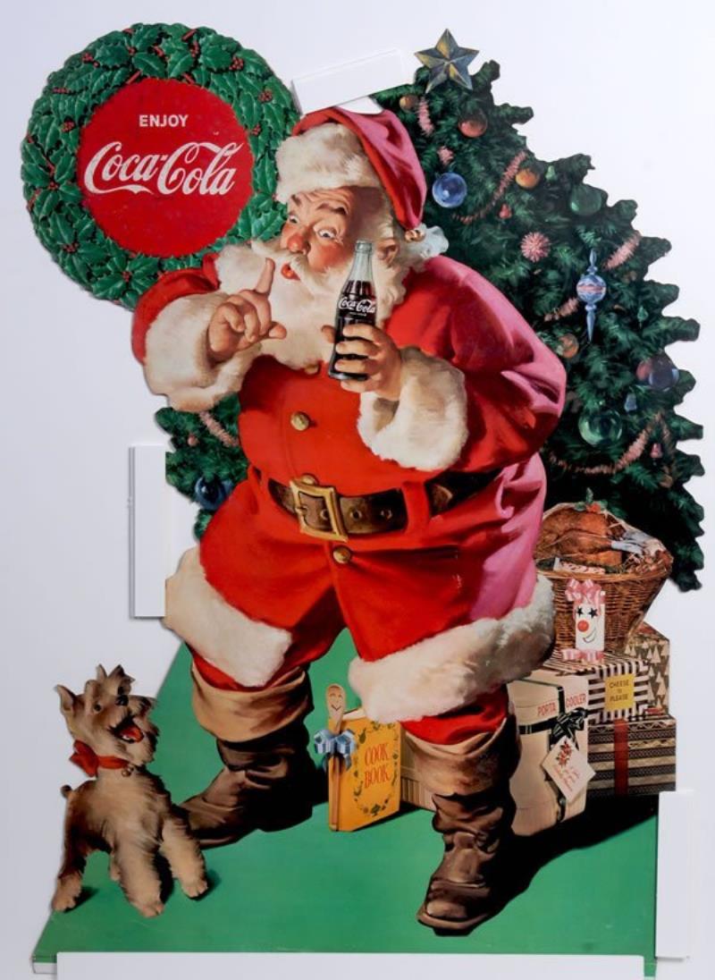 1961 LARGE CARDBOARD CUTOUT COCA-COLA SANTA
