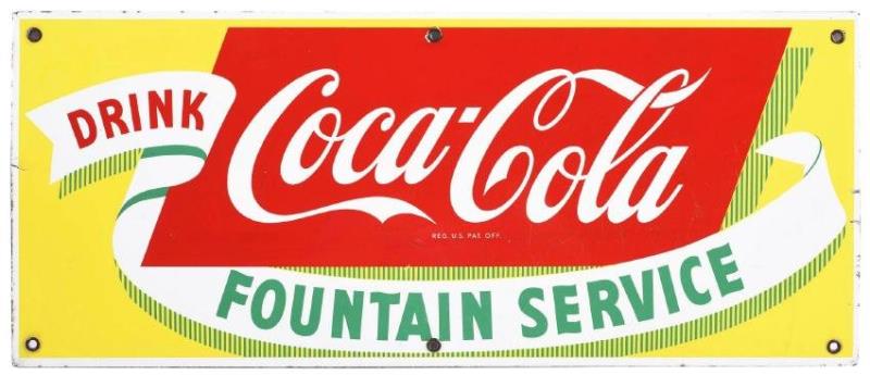 Coca-Cola Fountain Service Porcelain Advertising Sign.