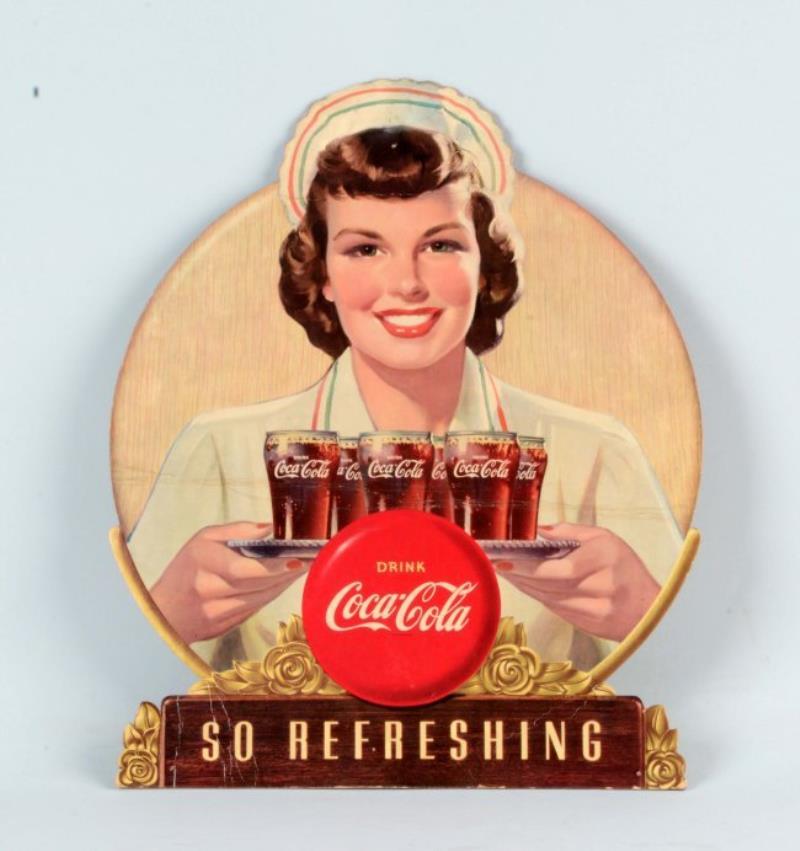 Coca - Cola So Refreshing Cardboard Advertising Sign.