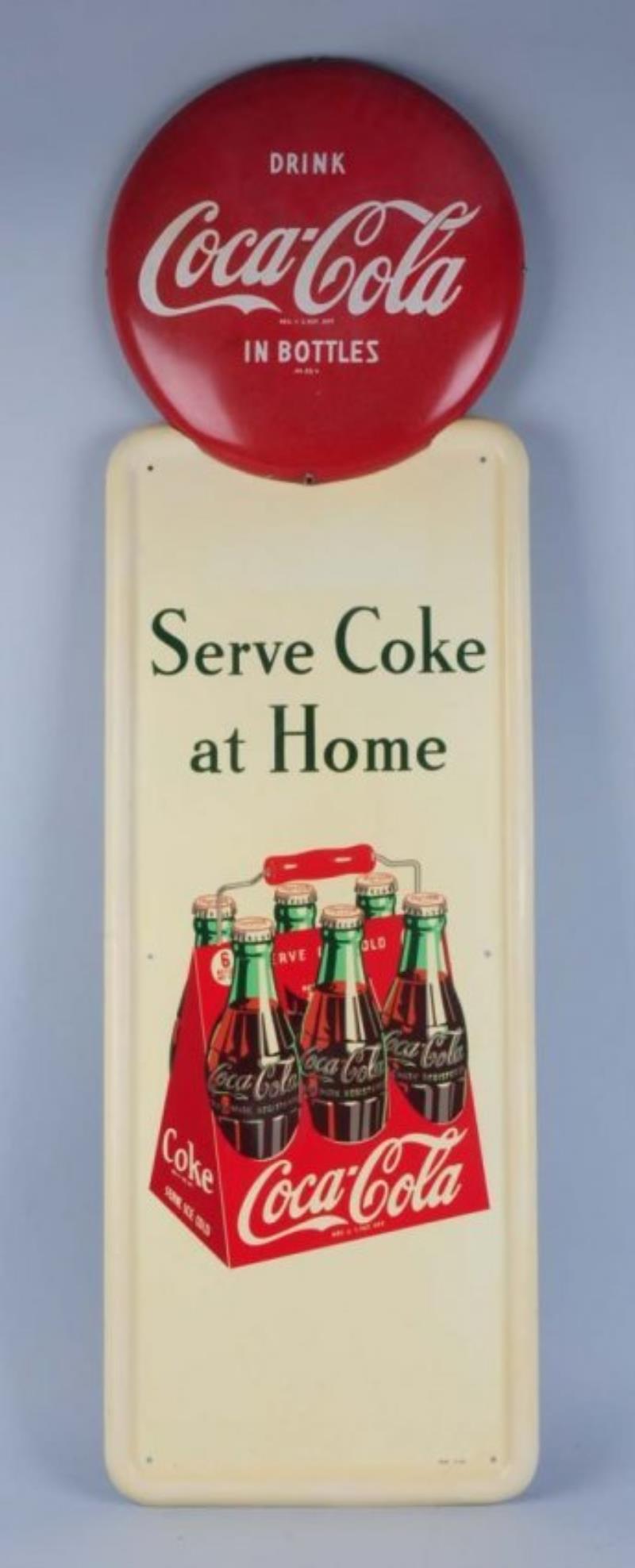 1947 Coca-Cola Tin Pilaster and Button.