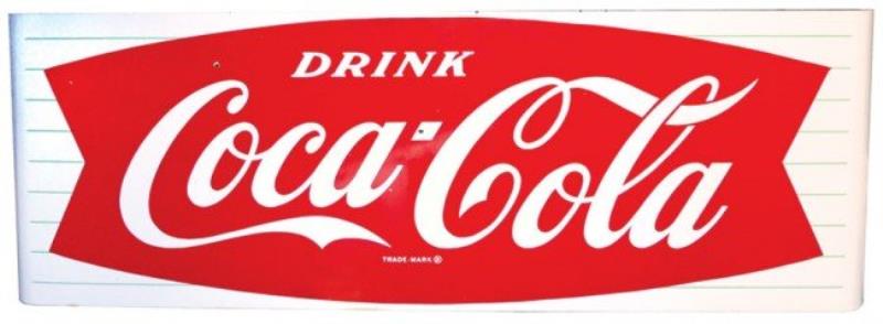 Coca-Cola porcelain fishtail sign w/curved ends, "Drink